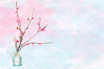 Ikebana, minimalist composition, copy space background.
