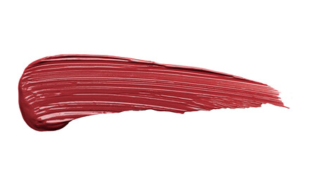 Stylish pale red color textured lip gloss smear isolated on white background close view from above. Decorative cosmetics