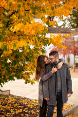 White young european couple in park