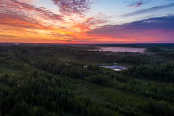 pink clouds of white nights in the northern region of Russia, Surgut, KhMAO