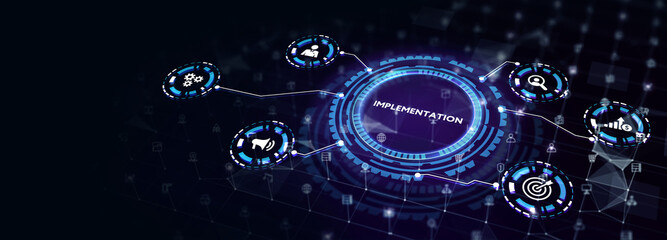 IMPLEMENTATION, web technology concept.  Business, Technology, Internet and network concept.3d illustration