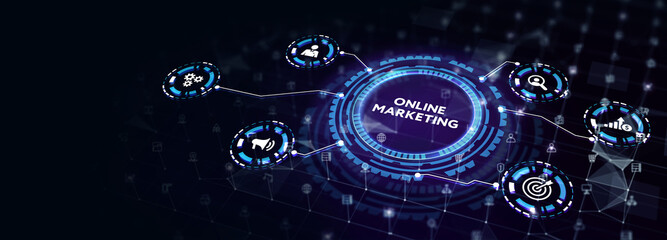 Obraz premium Digital Marketing Technology Solution for Online Business Concept. Business, Technology, Internet and network concept.3d illustration