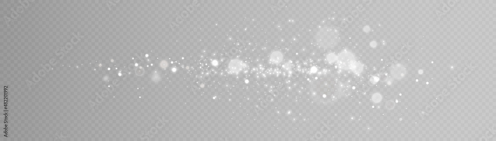Poster Glowing light effect with many glitter particles isolated on transparent background. Vector star cloud with dust.	
