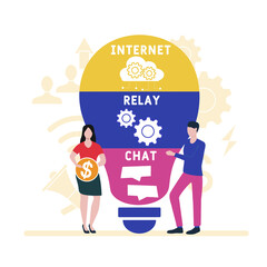 IRC - Internet Relay Chat acronym. business concept background. vector illustration concept with keywords and icons. lettering illustration with icons for web banner, flyer, landing pag