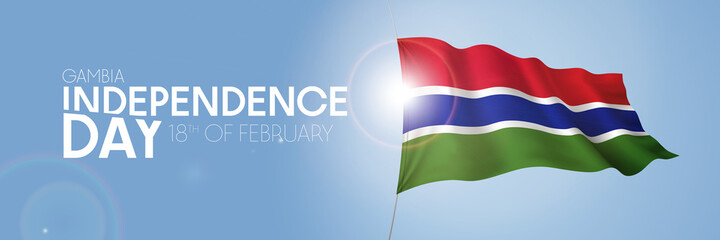 Gambia happy independence day greeting card, banner with template text vector illustration