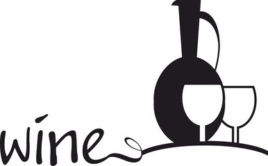 Wine glass, alcoholic icon and logo, simple black graphic silhouette
