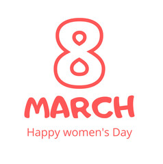 Text in red color March 8 Women's Day.