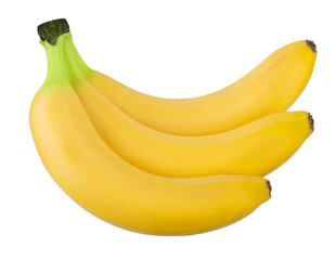 Bunch of ripe bananas isolated on white background with clipping path close up