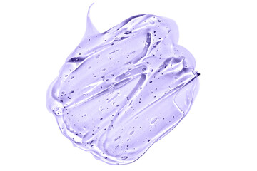 Liquid gel smear isolated on white background. Beauty cosmetic smudge such as pure transparent aloe lotion, facial jelly serum, cleanser, shower gel or shampoo top view