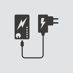 Power bank icon isolated of flat style. Vector illustration.