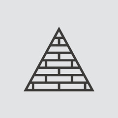 Pyramid icon isolated of flat style. Vector illustration.