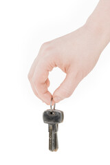 keys in hand isolated on white background