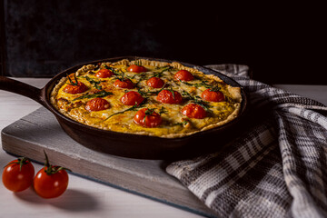 pizza on a wooden board