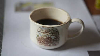 cup of coffee in ceramic cup