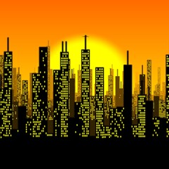 colourful dawn 3D futuristic city design