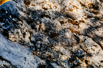 Marble quarry, marble rocks in the wild. Natural stone. Ancient marble quarry, marble rocks in the wild. Pieces of marble mountain. Tourism and travel