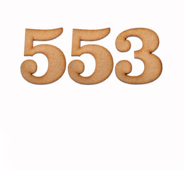 Number 553 - Piece of wood isolated on white background