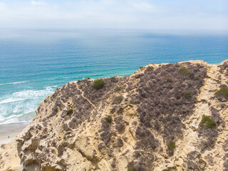 Looking down at the beach