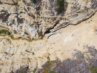 Looking down at the beach
