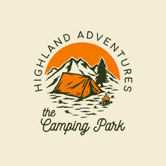 Hand Drawn Vintage Adventure Outdoor Camping Logo Badge