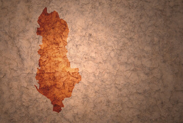 map of albania on a old vintage crack paper background