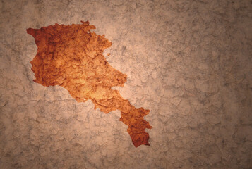 map of armenia on a old vintage crack paper background