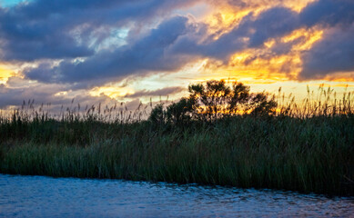 Sunset, Lower Pearl River, Pearlington, MS