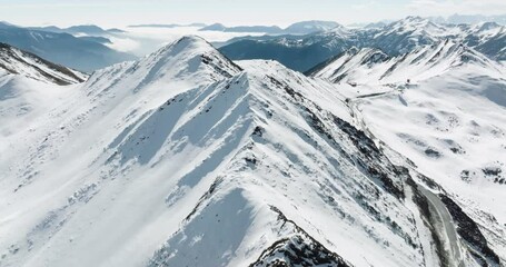 aerial winter landscape snow covered mountains