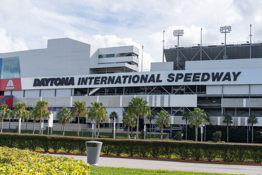 Daytona Beach, Fl, USA - January 13, 2022: Daytona International Speedway In Daytona Beach, Fl, USA. Daytona International Speedway Is A Race Track. 