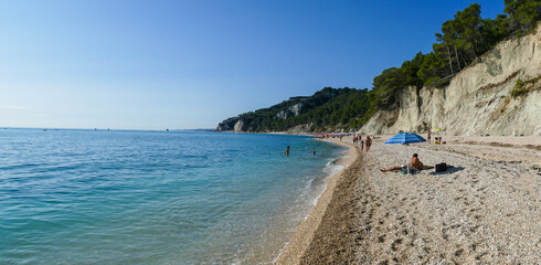 Fototapeta na wymiar Extra wide view of the beautiful beach of San Michele in Sirolo