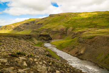 þórufoss waterfall in Iceland during summer