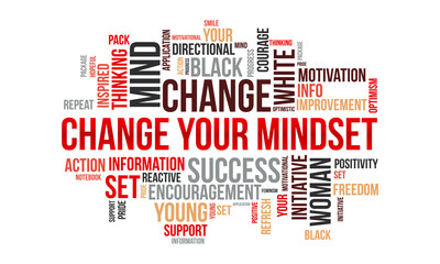 Change your mindset word cloud template. Business concept vector background. - obrazy, fototapety, plakaty