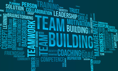 Team building word cloud template. Business concept vector background.
