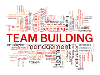 Team building word cloud template. Business concept vector background.