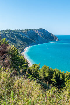 Aerial view of the beautiful beach of Mezzavalle in Ancona