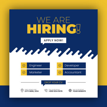 We are hiring job vacancy web banner and social media post template
