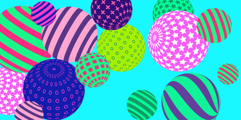 Retro 3d illustration abstract balls, great design for any purposes.  Modern cover concept. Vector modern banner. Abstract bright wallpaper. 3d geometric shape  illustration.