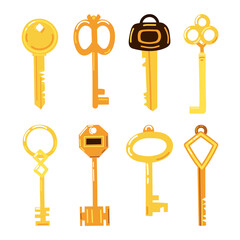 Vector set of decorative vintage keys illustration 
