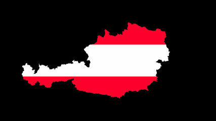 Shape of Austria with flag. 4K	