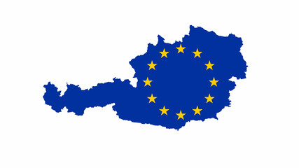 Shape of Austria with European Union flag.  4K	