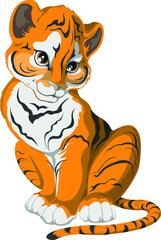 Cartoon baby tiger vector illustration