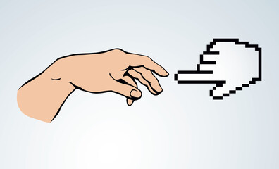 Hands of the creation of Adam. Vector drawing