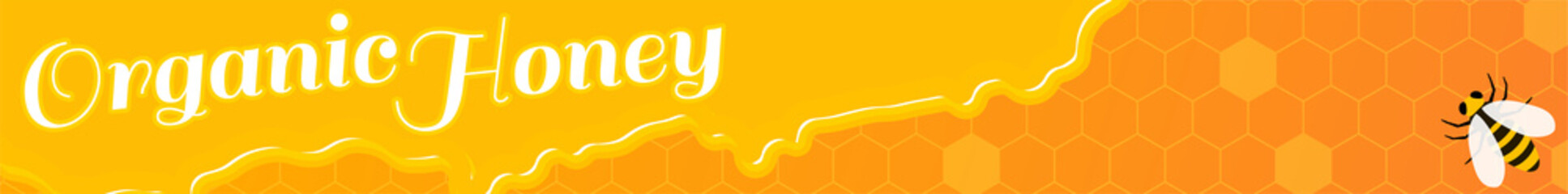 蜂蜜バナー、Organic Honeyの文字入り、728x90 © TKM