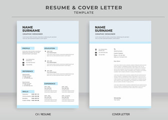 Resume and Cover Letter Template, Minimalist resume cv template, Cv professional jobs resumes