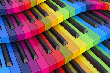 Colorful abstract background with piano keys waves 3D illustration © profit_image