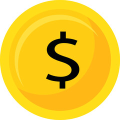 Money coin icon. Flat gold coin vector with currency symbol. isolate on white background.