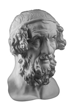 recommend clip art: White gypsum copy of ancient statue Homer head for artists. Plaster antique sculpture of human face. Ancient greek poet and philosopher Homer is the legendary author of the poems Iliad and Odyssey.