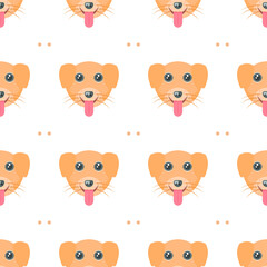 Seamless Pattern Abstract Elements Animal Dog Head Wildlife Vector Design Style Background Illustration Texture For Prints Textiles, Clothing, Gift Wrap, Wallpaper, Pastel