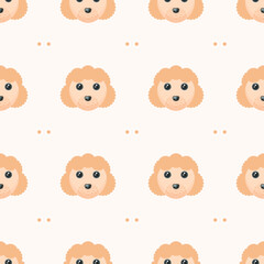 Seamless Pattern Abstract Elements Animal Poodles Dogs Head Wildlife Vector Design Style Background Illustration Texture For Prints Textiles, Clothing, Gift Wrap, Wallpaper, Pastel