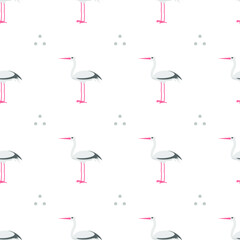 Seamless Pattern Abstract Elements Animal Stork Head Wildlife Vector Design Style Background Illustration Texture For Prints Textiles, Clothing, Gift Wrap, Wallpaper, Pastel